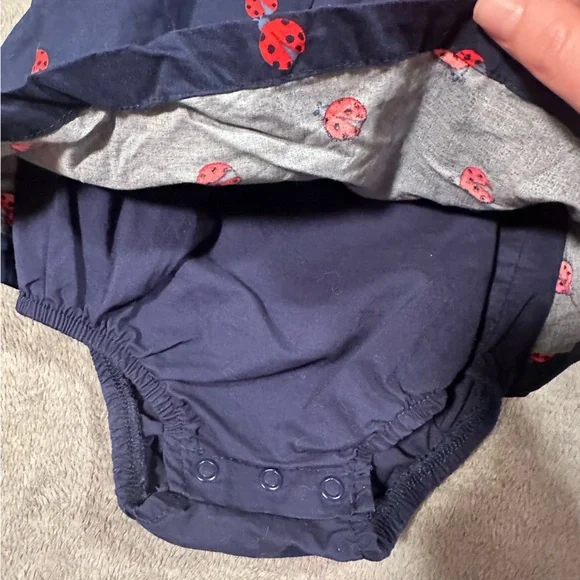 Just One You Carters Baby Girl Ruffled Sleeve Navy Blue Ladybug Dress - 9 Months - Picture 5 of 5